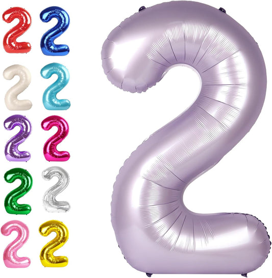Big 40 Inch Lavender 2 Number Balloon Birthday Decoration, Lilac Number 2 Helium Balloons 12 20 22 23 24 26 28 32 42 2026 Celebration, Boy Girl Baby Anniversary Party Graduations Supplies