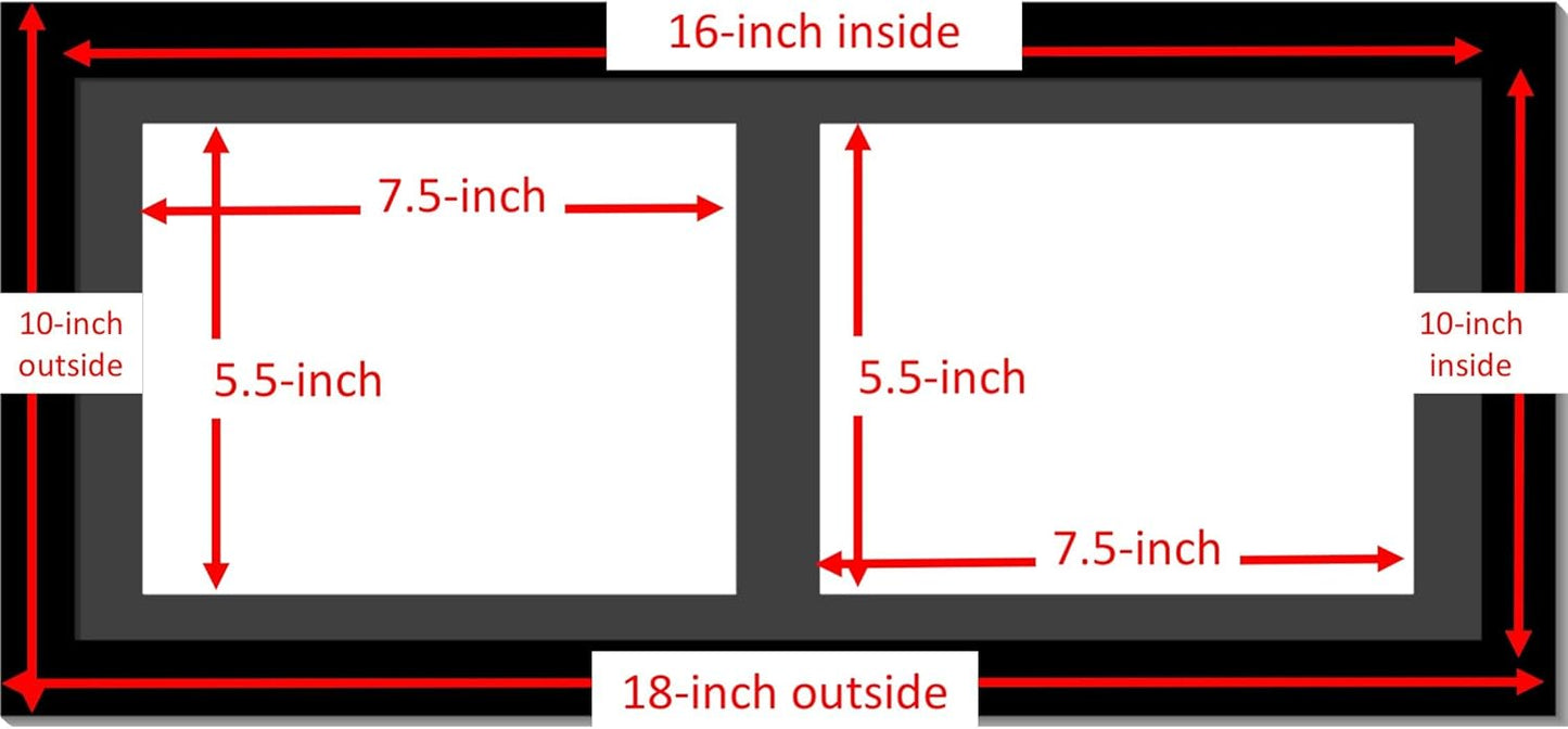 Creative Picture Frames 8X18Bk-B Black Horizontal Double Diploma Frame With 2 Opening Black Matting | Holds 2-6X8-Inch Documents With Installed Wall Hanger