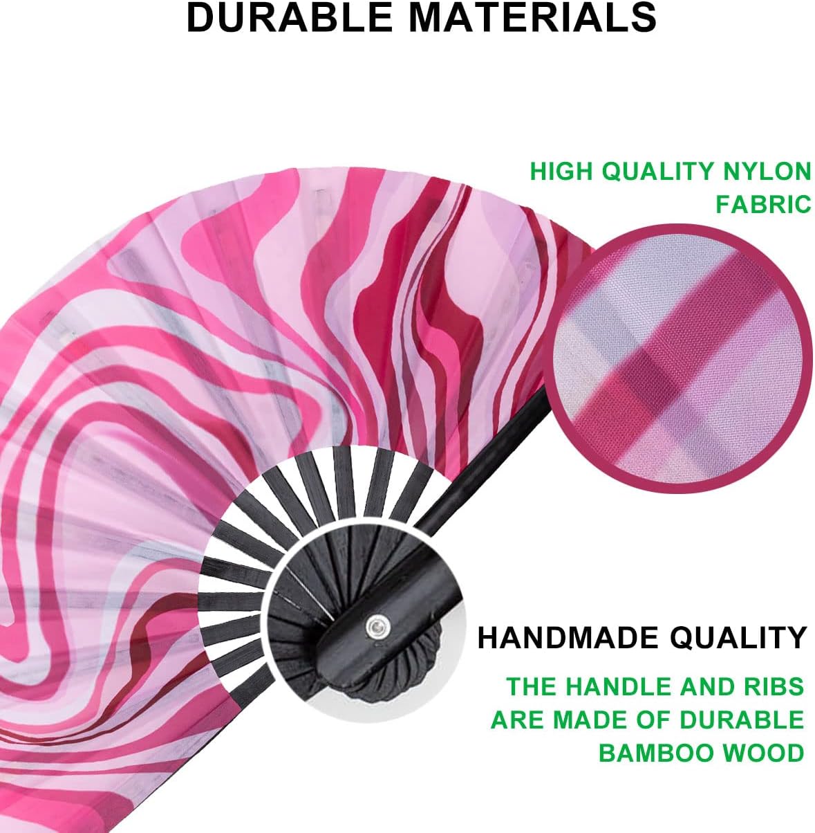 Amajiji Large Folding Hand Rave Fan Popping Fan for Line Dancing Clacking Fans for Boots On The Ground Dance,Party,Decoration,Festival (Pink Wave)