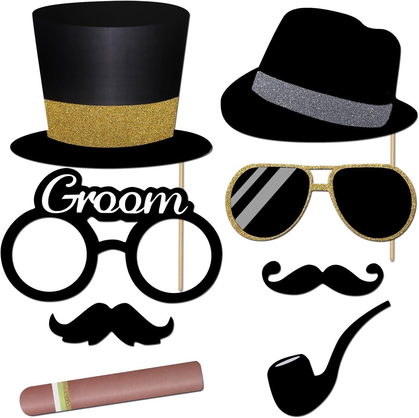 52pcs Wedding Photo Booth Props, Bachelorette Party Photo Booth Prop Kit for Bridal Shower, Engagement and Valentines Party, Photobooth Props Wedding Party Supplies