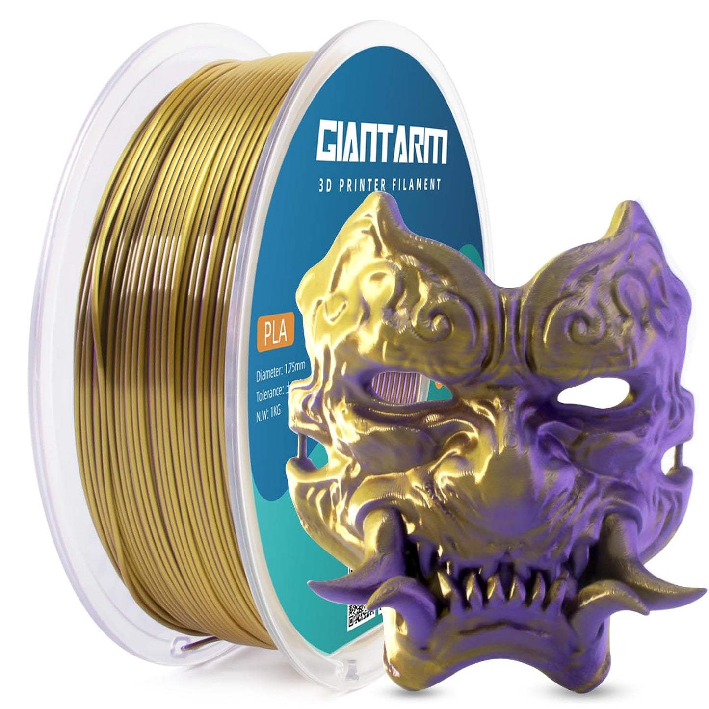 GIANTARM Dual Color PLA Filament, Silk PLA Filament 1.75mm +/-0.02mm,1KG Spool(2.2lbs) Vacuum Packaging, 3D Printing Filaments Fit Most FDM Printer