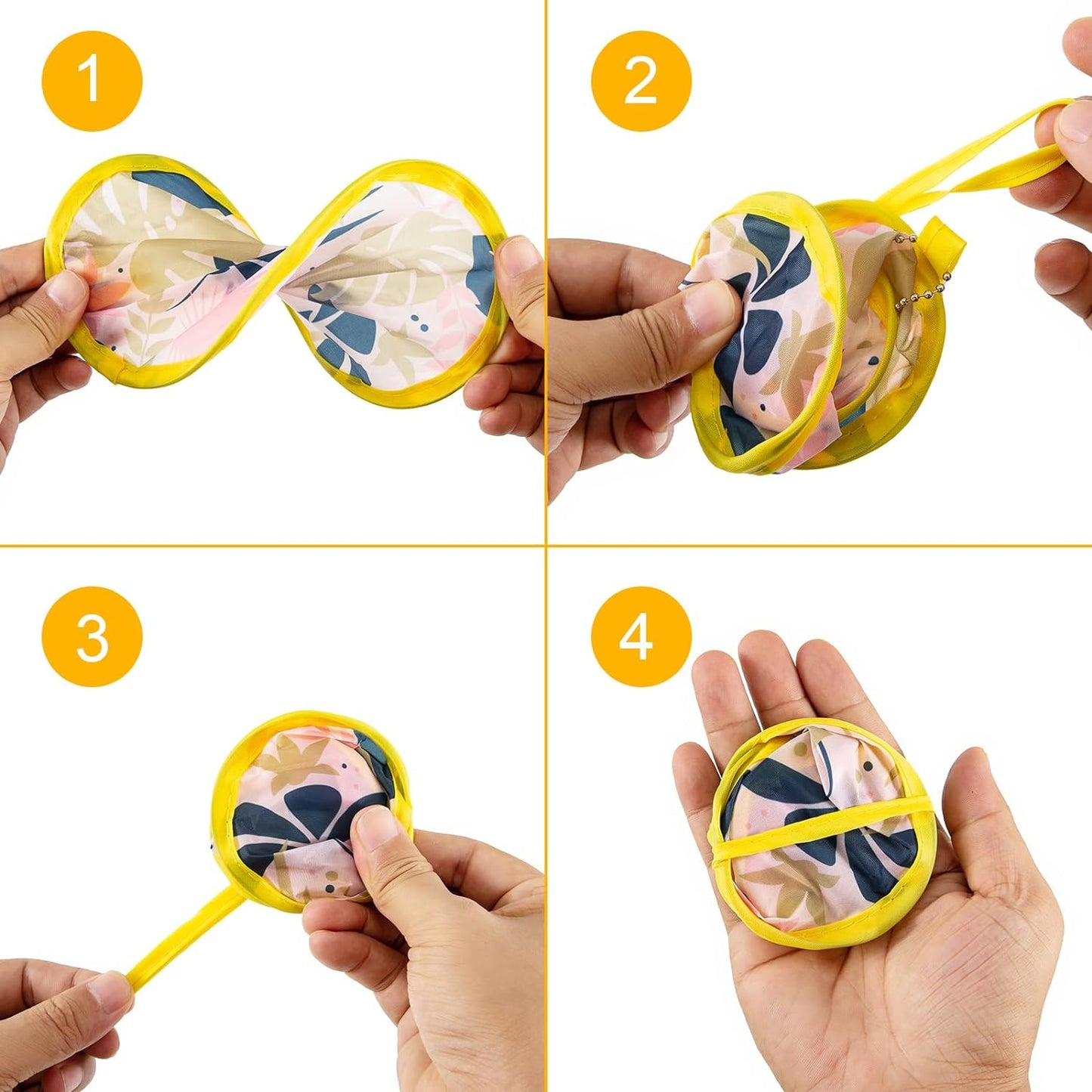 4 Styles Floral Round Foldable Hand Fan Japanese Foldable Fan Style Handheld Foldable Compact Cooling Fans,Round Folding Fan for Outdoor Games,Xmas Decoration,Festival,Party Favors,Travel,Events