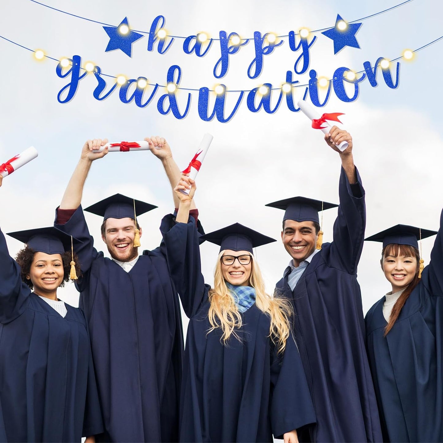 TaoBary 167 Pcs DIY Banner Kit Happy Birthday Glitter Banner Customizable Glitter Make Your Own Kit 162 Letters Symbols and Numbers 3 Rope for Birthday Halloween Wedding Christmas(Royal Blue)