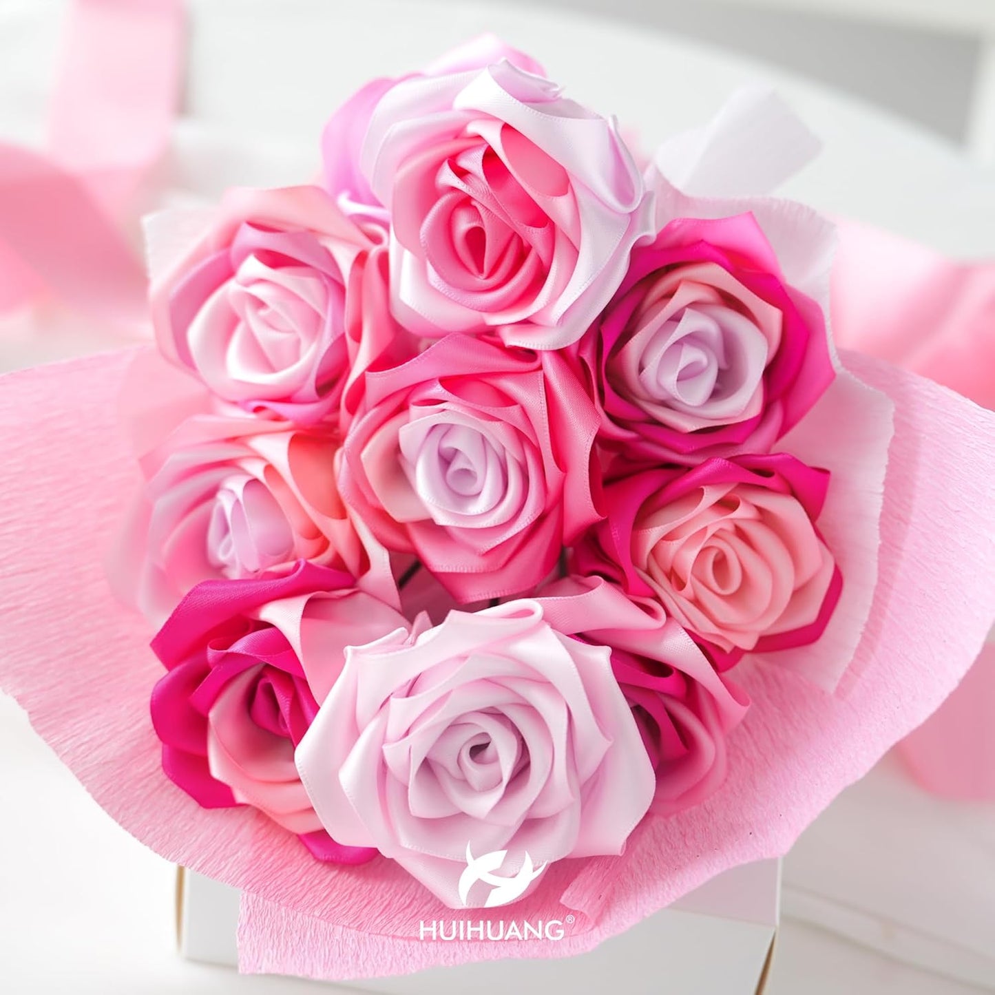 HUIHUANG Baby Pink Ribbon Satin 1-1/2" Wide Double Face Polyester Satin Ribbons for Crafts, Thick Silk Ribbon for Gift Wrapping Hair Bows Floral Bouquet Cake Box Baby Shower Decor Party-50 Yards