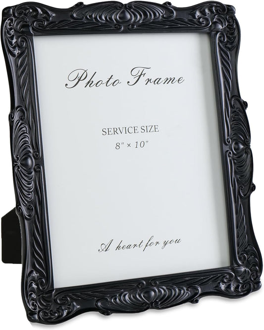 Cuspin Black 8x10 Picture Frame, Vintage Ornate Decorative Hand-Carved Resin Photo Frame with Detailed Design for Tabletop Display or Wall Hanging, Black Home Decor