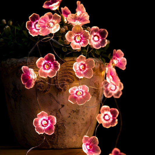 Pink Fairy Cherry Blossom Flower String Lights for Bedroom, USB Plug in and Battery Operated 13ft 40 LED Cute Indoor Outdoor Hanging Decorations for Birthday Wedding Party Christmas Easter