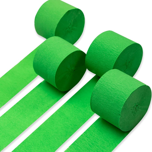 PartyWoo Crepe Paper Streamers 4 Rolls 328ft, Pack of Lime Green Crepe Paper for Party, Wedding, Birthday, Baby Shower Decorations (1.8 Inch x 82 Ft/Roll)