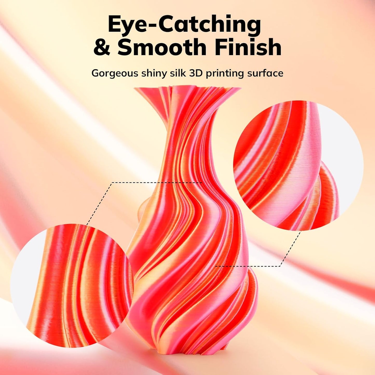 AMOLEN Silk PLA 3D Printer Filament, Dual Color Red Gold PLA 1.75mm, Shiny Color Change Filament 3D Printing PLA Filament for Most FDM 3D Printer, 1kg Spool(2.2lbs)