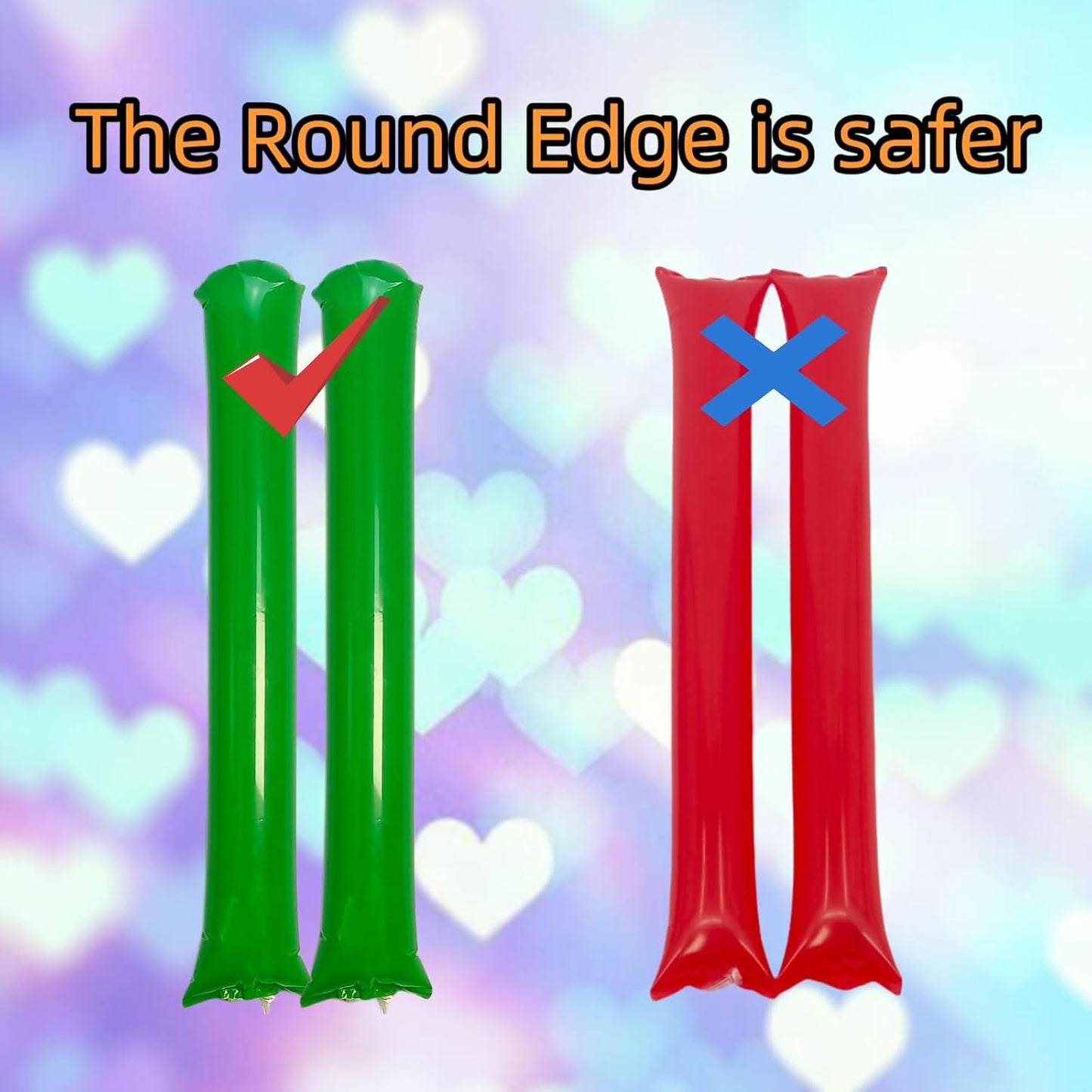 48pcs Round Head Boom Sticks Thunder Sticks Cheering Sticks Team Spirit Plastic Cheerleading Spirit Stick Clapper Inflatable Noise Maker Sports Supply (Green)