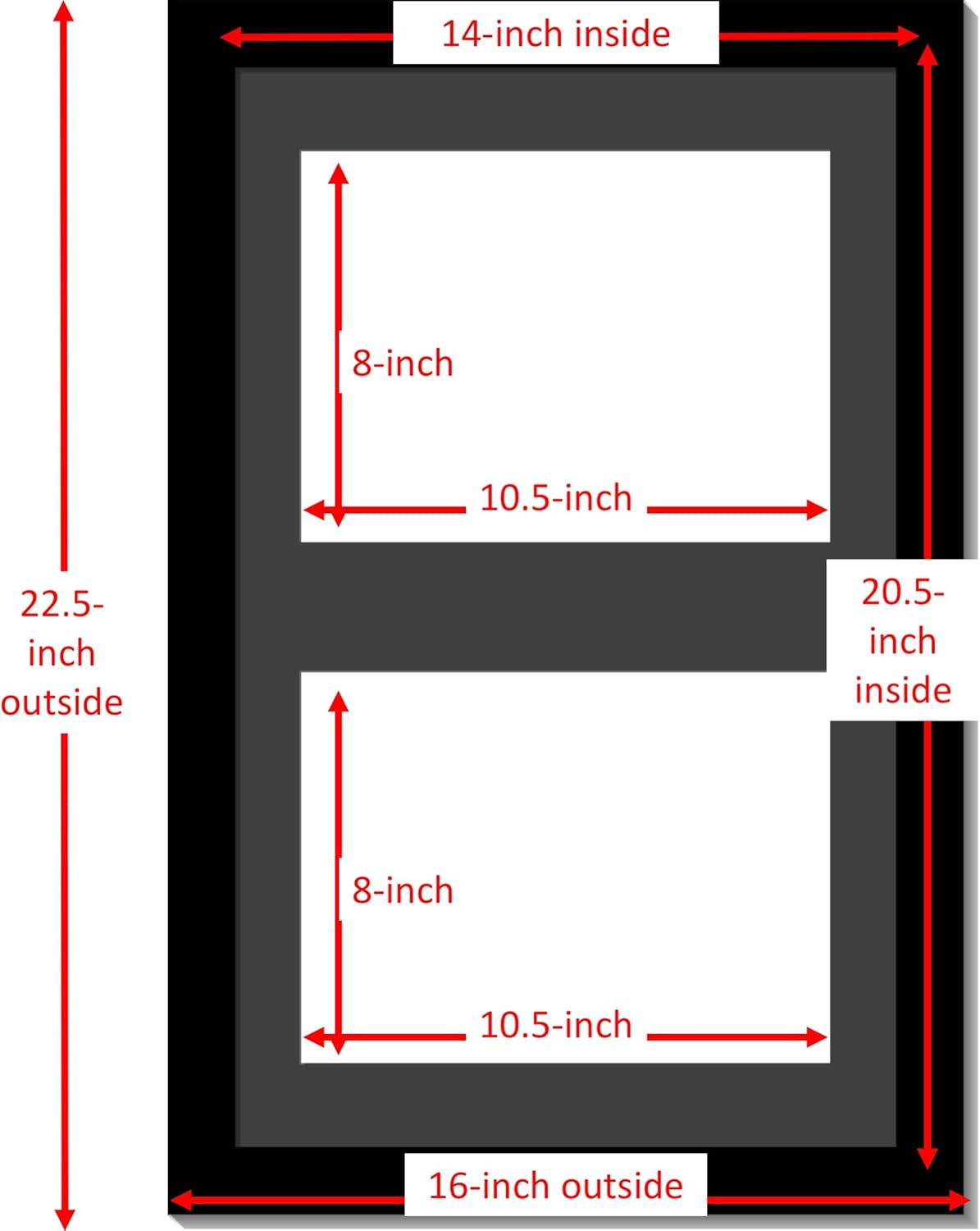 Creative Picture Frames 14X20Bk-B Black Vertical Double Diploma Frame With 2 Opening Black Mat, Holds 2-8.5X11-Inch Documents With Wall Hanger