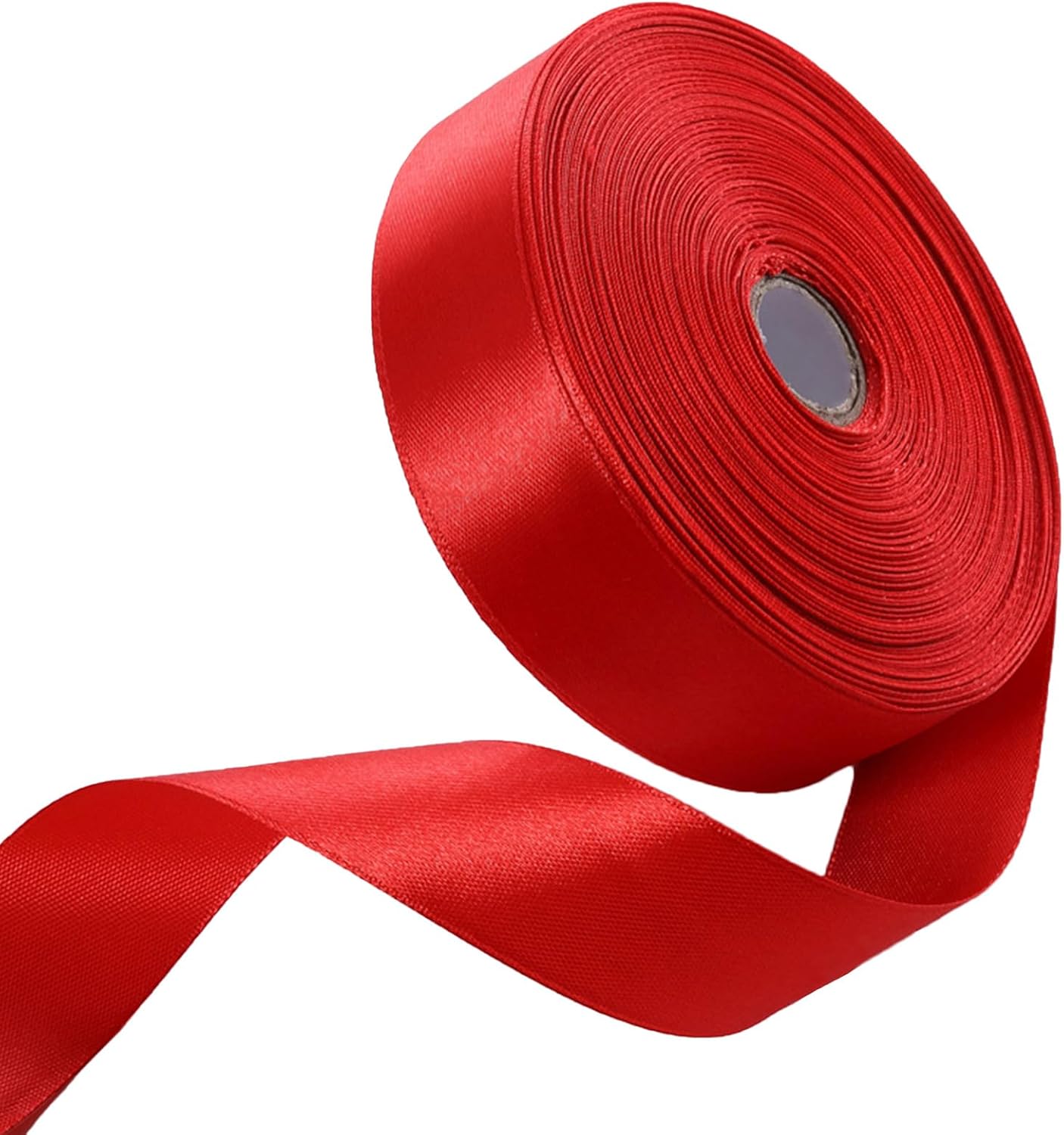 1" x 50 Yards Red Satin Ribbon Single Faced Fabric Ribbons for Gift Wrapping, Crafting, Bows Making, Flower Bouquet, Wedding, Home Decor