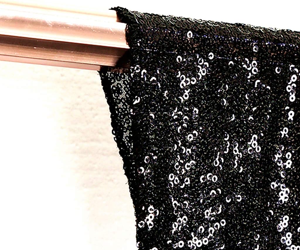 Juya Delight 4ft x 7ft Black Sequin Photo Backdrop Curtain for Wedding Party Decoration Festival Ceremony