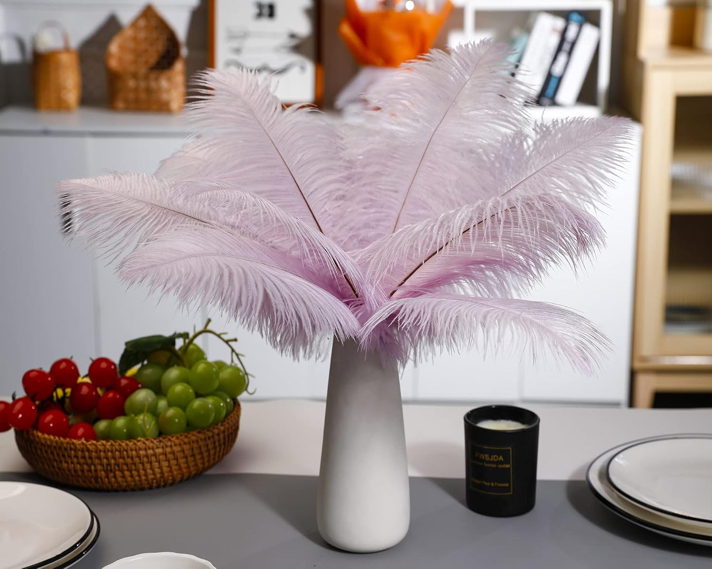 Ballinger Lavender Ostrich Feathers Bulk - 24Pcs 8-10inch Light Purple Feathers for Party Centerpieces, Flower Arrangement and Home Decor