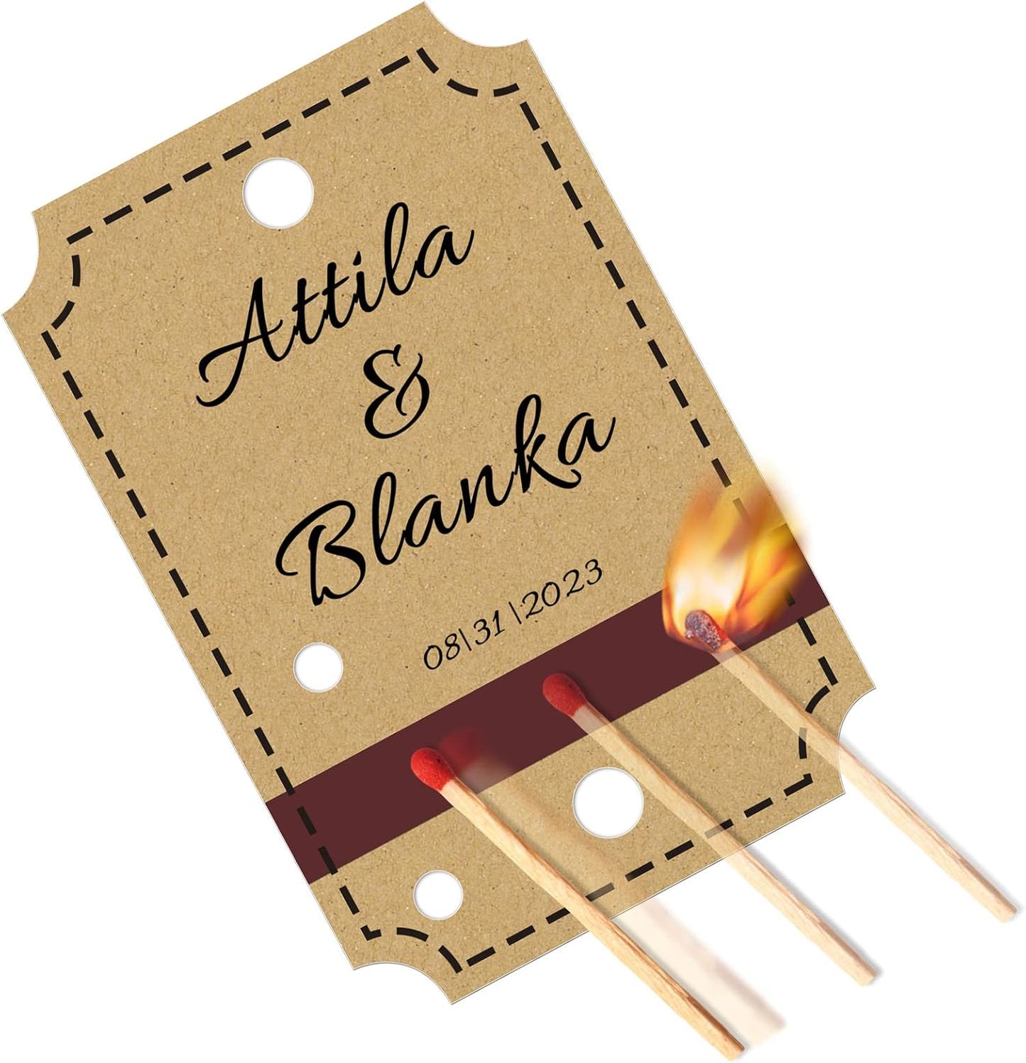 Sinseike Personalized Sparkler Tags with Match Strike Strip Wedding Favors,Custom Kraft Wedding Sparkler Tags (Personalized)