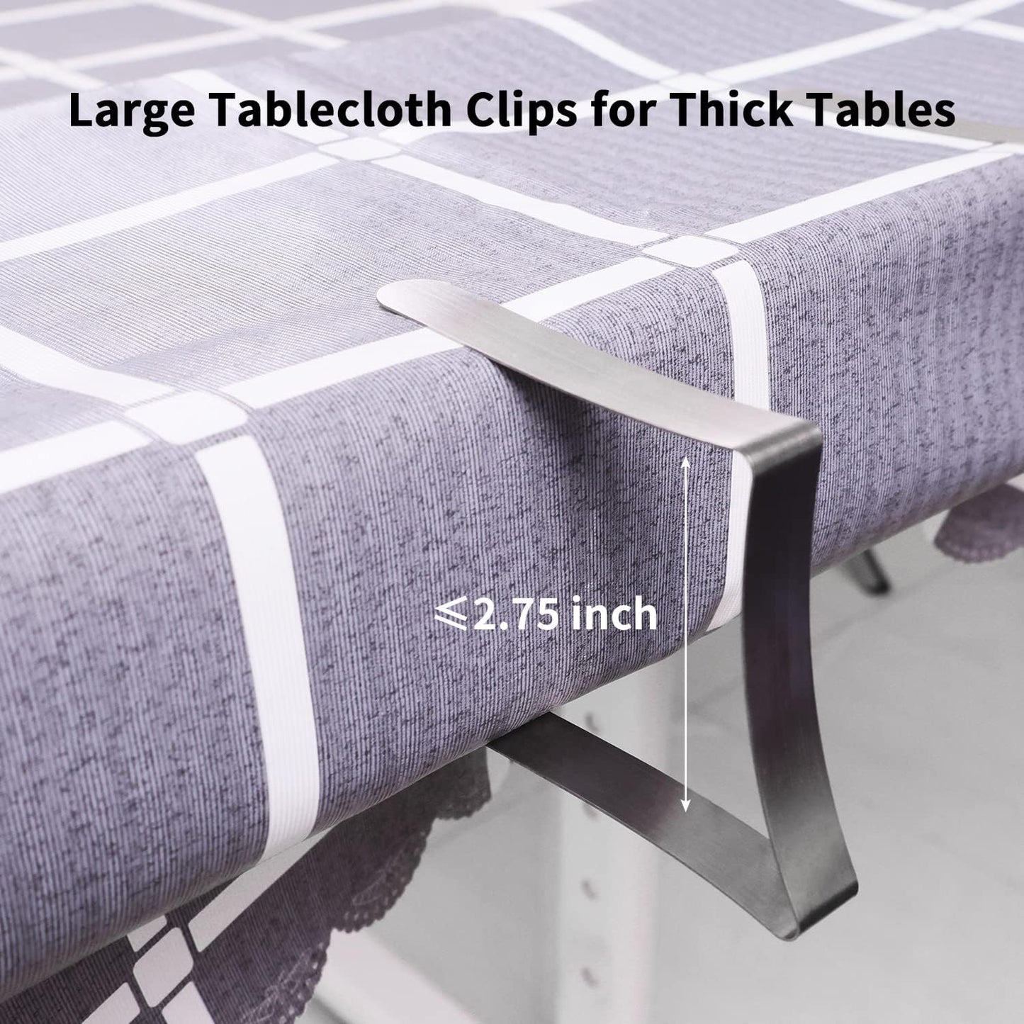 TriPole Tablecloth Clips 16 Pack Large Picnic Table Cover Clips Stainless Steel Tablecloth Clamps for Outdoor Home Kitchen Restaurant Wedding Party, Fit for 1.7”-2.75” Thick Folding Wooden Tables