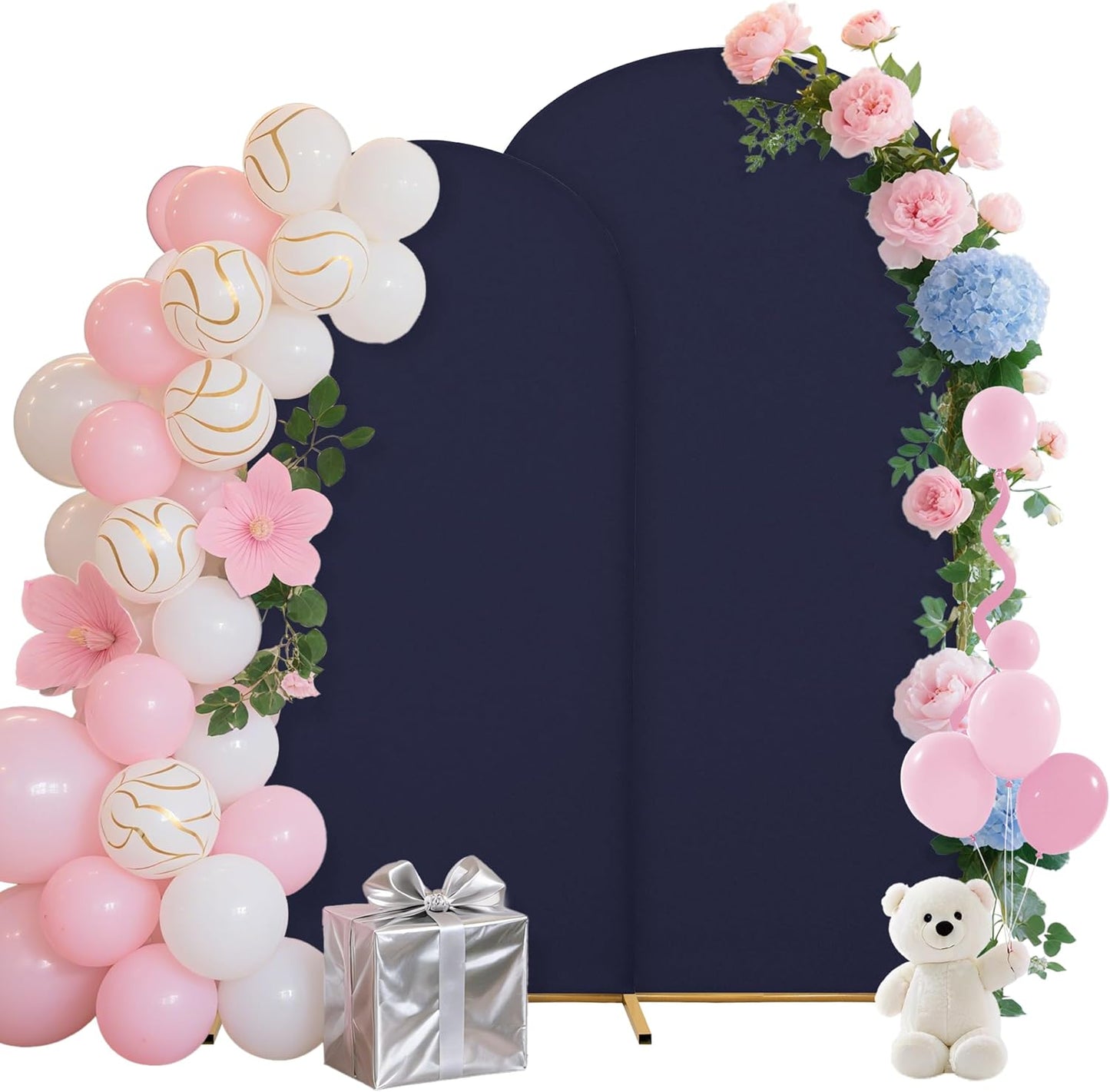 Wedding Arch Covers Arch Backdrop Cover Arch Stand Covers 7.2FT 6FT Set 2 Arch Cover Spandex Fabric Stretchy Backdrop for Wedding Birthday Party Decoration Baby Shower (Dark Blue)
