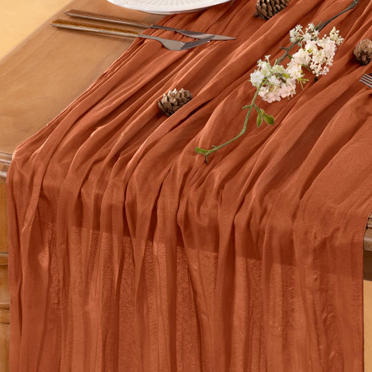Terracotta Table Runner Cheesecloth Table Runner 14FT Farmhouse Table Runners 160 Inches Fall Table Decor Dining Room Centerpiece Wedding Boho Baby Shower Birthday