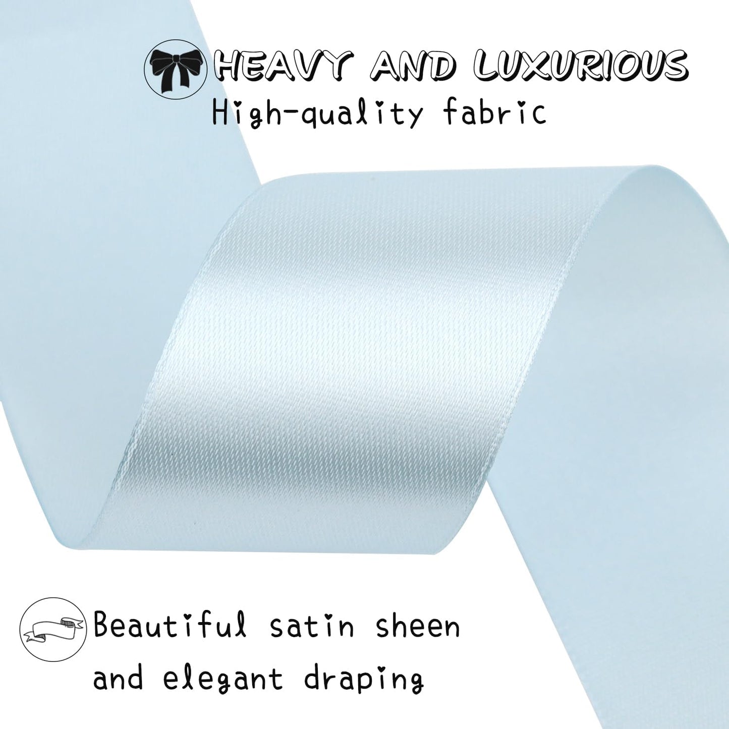 Sky Blue Solid Satin Ribbon 1-1/2 Inch 50 Yards Solid Polyester Fabric Ribbon for Gift Wrapping Wedding Christmas Baby Shower Birthday Party Decoration Handmade Immortal Flower Craft