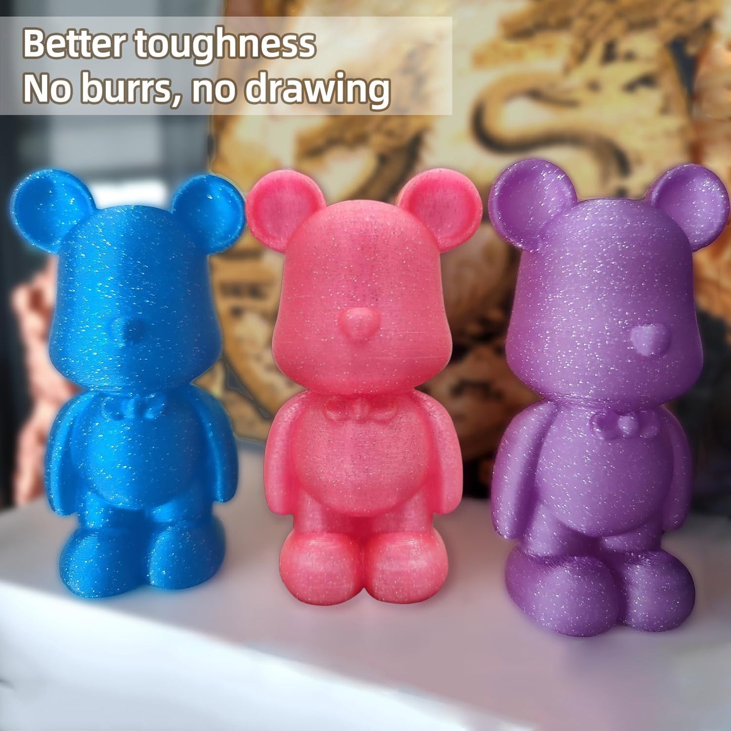 Glitter PLA Filament, Twinkling 3D Printer Filament, PLA Filament 1.75mm Dimensional Accuracy +/- 0.02mm, 1KG Spool (2.2 lbs), Fit Most FDM Printer (Glitter Pink)