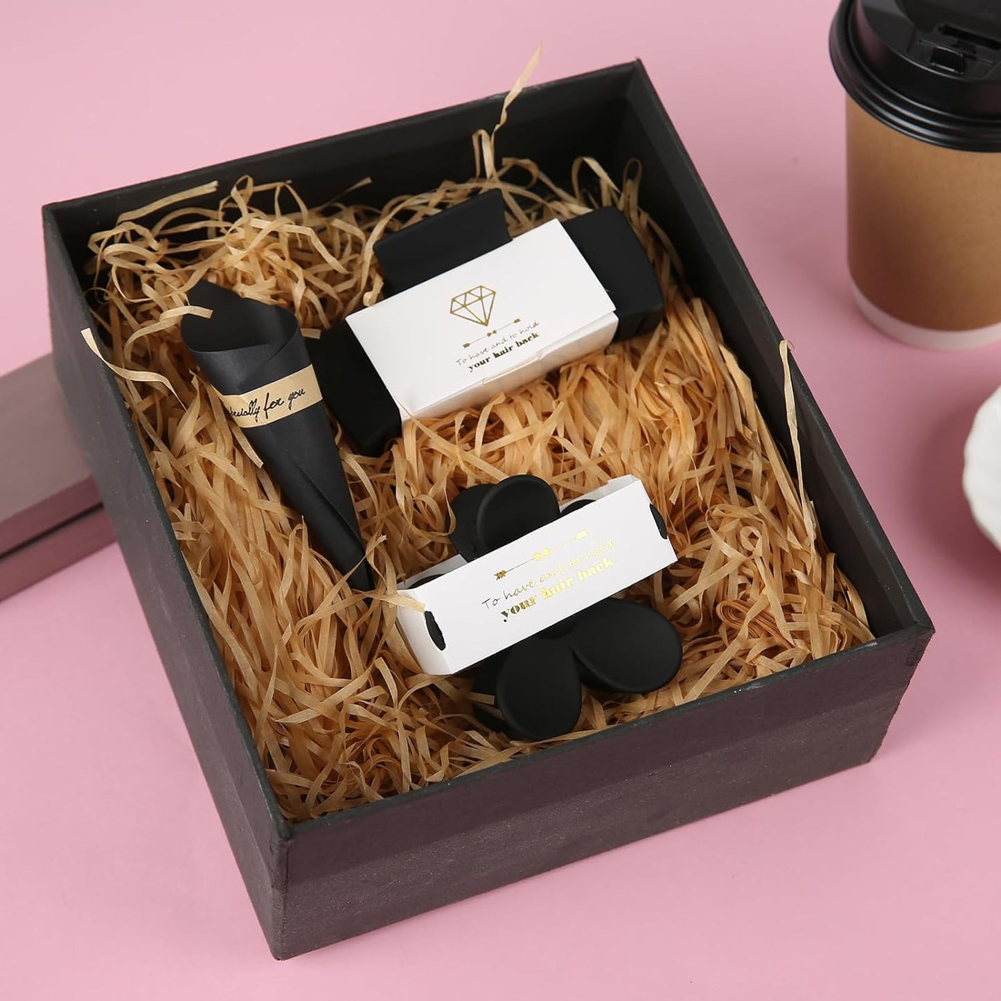 Bridesmaid Scrunchies Proposal Gifts 4.1inch square Hair Claws Bachelorette Hair Clip heart sunglasses Girls gift for Wedding Party Favors (18pcs Black)