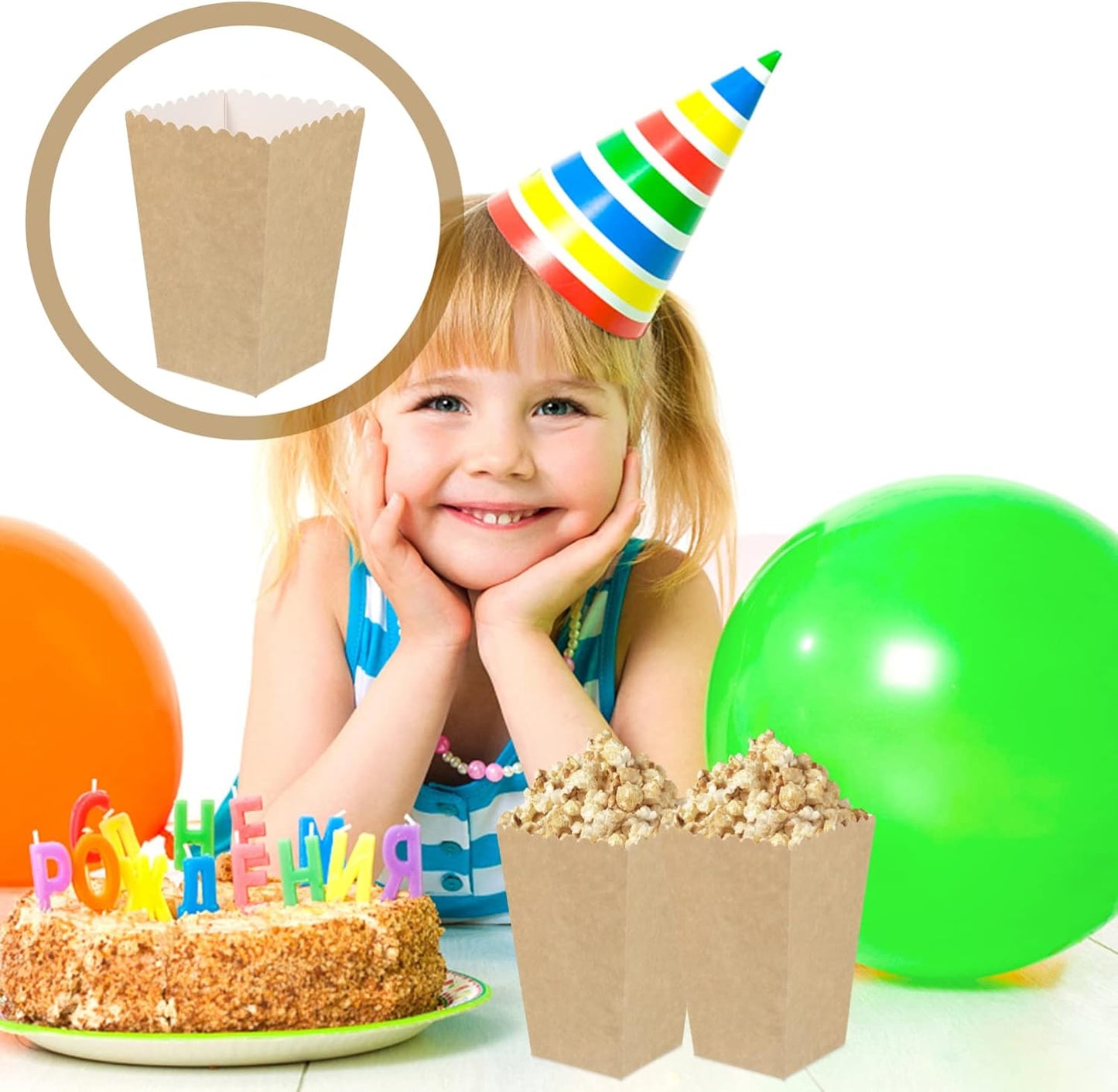 BESTOYARD 50Pcs Paper Popcorn Boxes, 5.3 X 3.5 Inch Individual Serving Snack Containers, Reusable Oil-Proof Open-Top Bulk for Family Couples Movie Nights, Weddings, Birthday Parties, Baby Showers