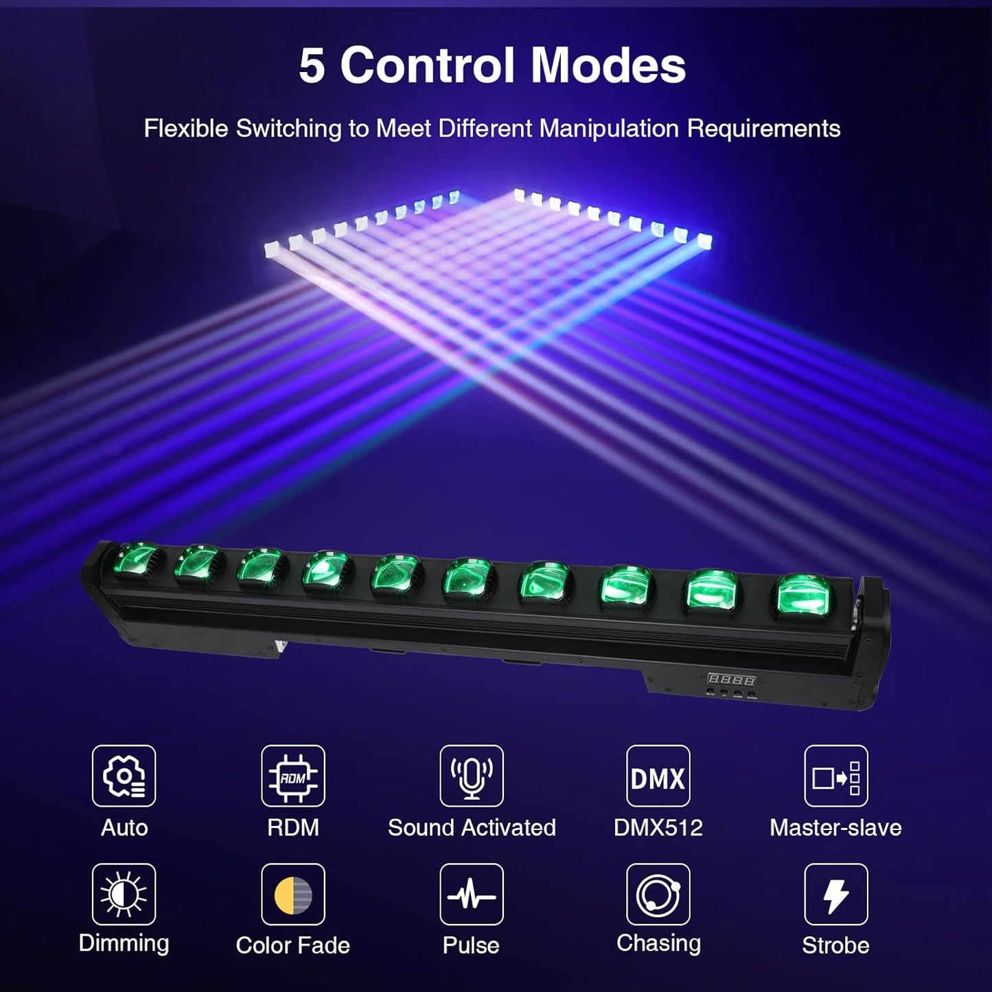 Betopper 10x15w RGBW Moving Beam LED Light Bar,10 Eye Stage Light Strobe Beam Like Spider RGBW 4IN1 DMX 512 & Sound Activated DJ Lighting for Theater KTV Club Ball Disco Event L1015 (2)