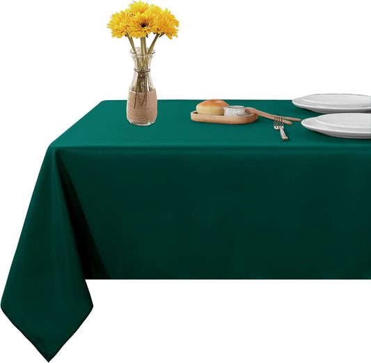 Fitable Rectangle Tablecloth Stain and Wrinkle Resistant Washable Polyester Table Cloth for Buffet Parties and Camping (60x84 inch, Green)
