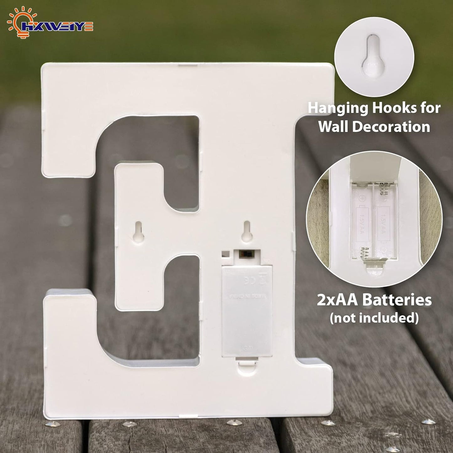 LED Marquee Letters Lights Sign-E, HXWEIYE Led Letters Lights 26 Alphabet, Light Up Number 0-9 Letters Sign for Party Home Birthday Anniversary Battery Powered Lighted Letters(Warm White)