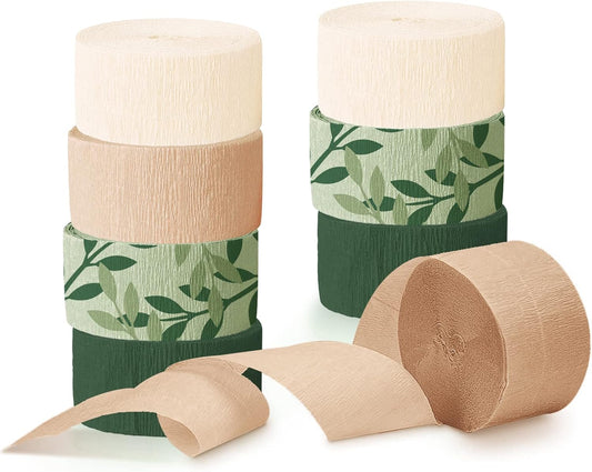 AOBKIAT Wedding Party Baby Shower Decorations,8 Rolls Green Crepe Paper Streamers for Birthday,Engagement,Bridal Shower,Anniversary,DIY Tassels,Boho Green Theme Party