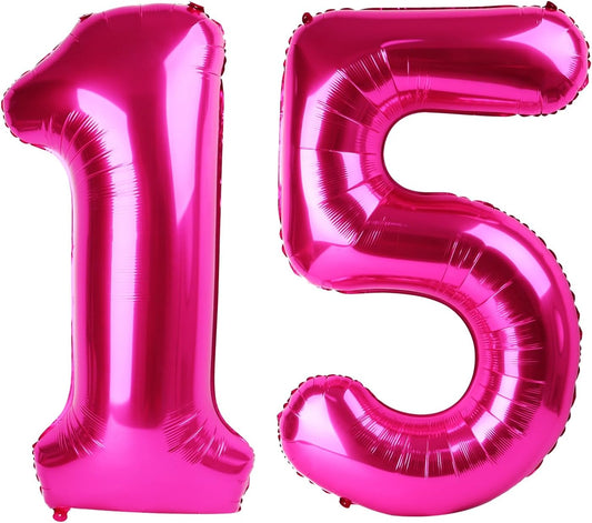 40 Inch Hot Pink 15 Number Balloon