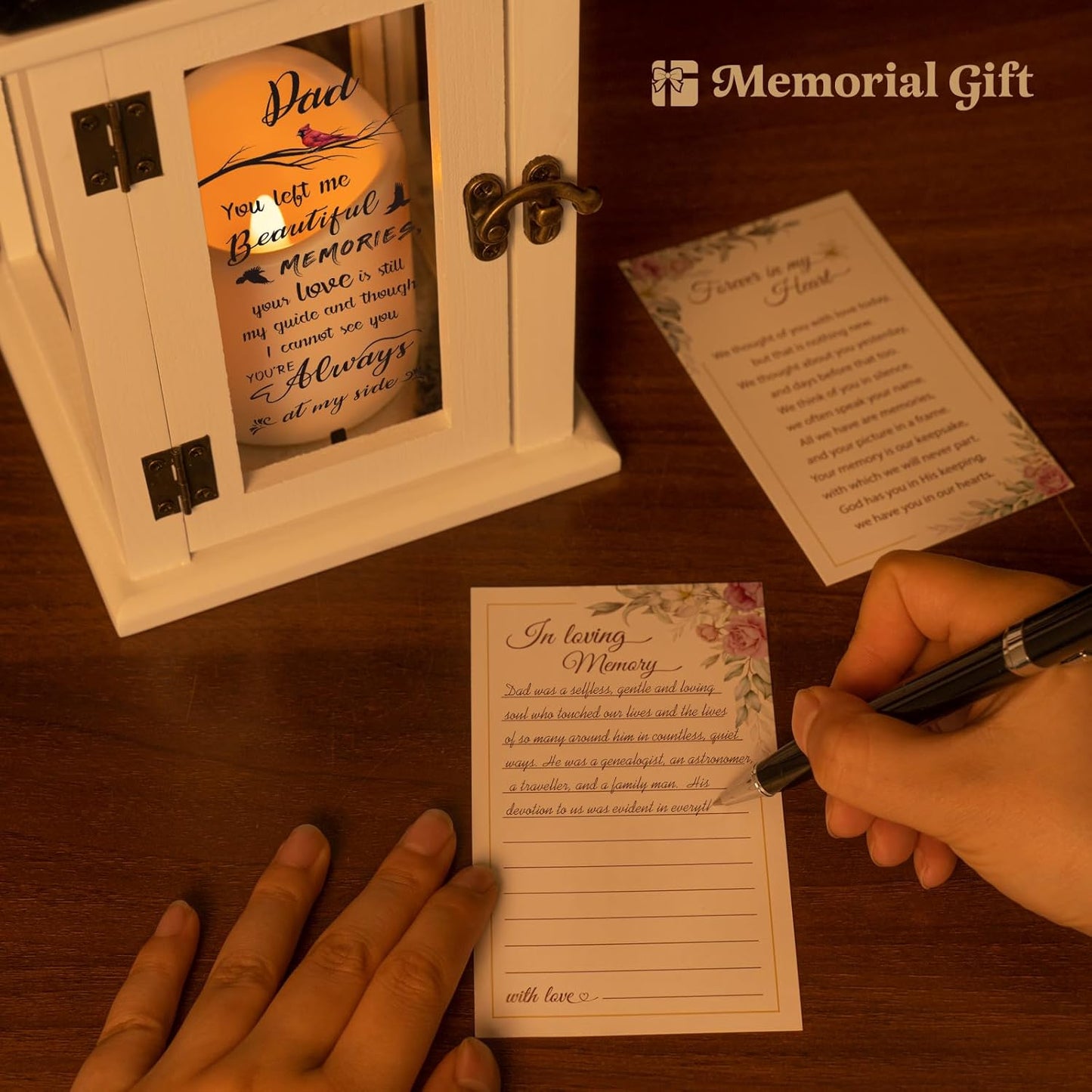 Memorial Lantern - Bereavement Sympathy Gifts for Loss of Loved One Memorial Gifts for Loss of Father Remembrance Gifts Thoughtful Funeral Gifts for Loss of Dad with LED Candle and Remote