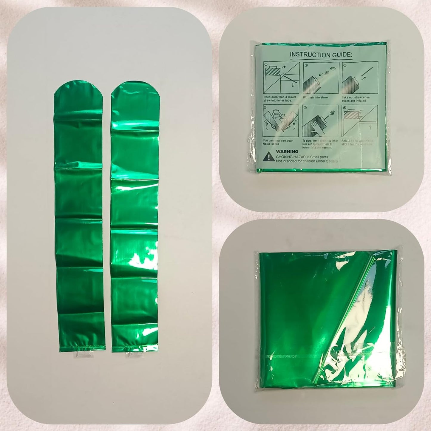 48pcs Round Head Boom Sticks Thunder Sticks Cheering Sticks Team Spirit Plastic Cheerleading Spirit Stick Clapper Inflatable Noise Maker Sports Supply (Metallic Green)