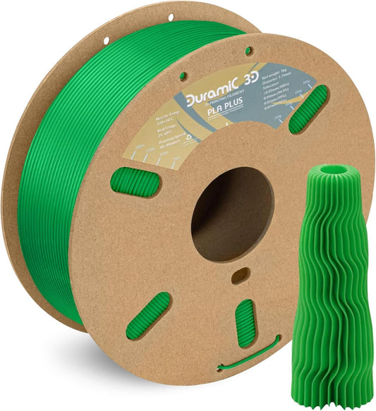 DURAMIC 3D PLA+ Filament 1.75mm 1Kg Green, PLA Plus Filament 1Kg Spool(2.2lbs) Tougher and Stronger, Dimensional Accuracy Probability +/- 0.02mm