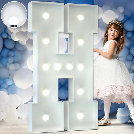 Marquee Letters 4 Feet Tall Large Light Up Letters Baby Shower Decorations Wedding Engagement Happy birthday White Party Decorations Marry Me Sign Big Cardboard Backdrop H