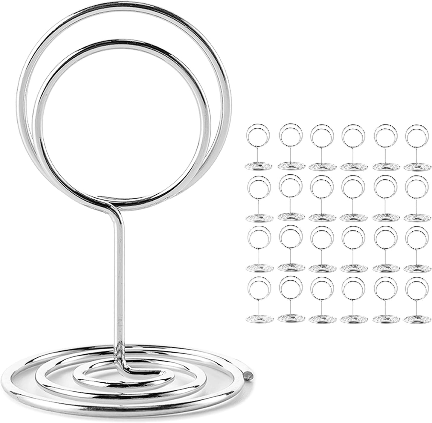 26Pcs Place Card Holder, Table Number Holders, Wire Picture Holder, Small Size Table Card Holders, Photo Holder for Centerpieces, Wedding Reception, Party, Birthday (Silver)