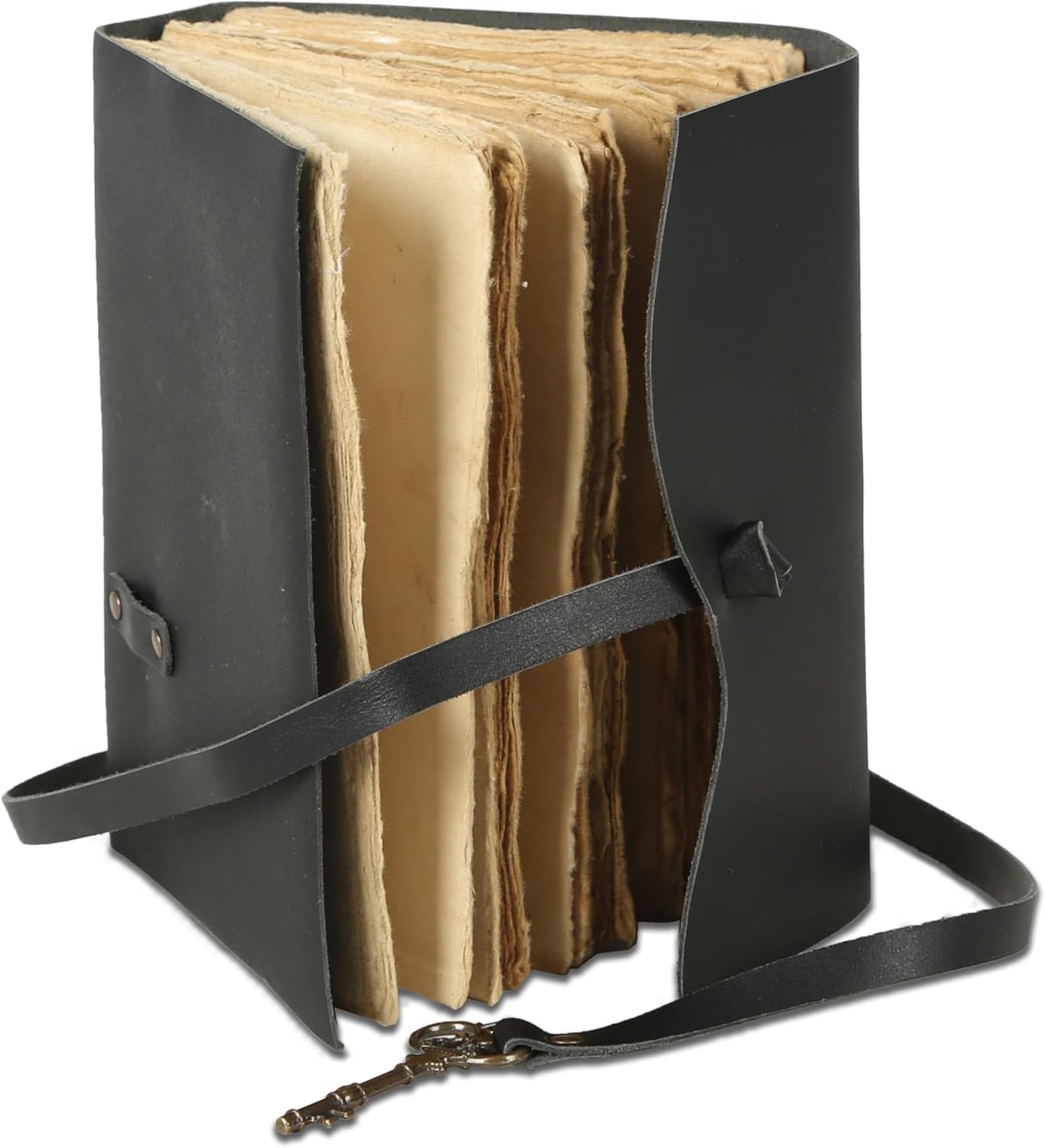 Leather Journal with Lined and Unlined Deckle Edge Paper 8x6 inch and Vintage Key | Handmade Writing Notebook Diary | Bound Daily Notepad for Men & Women Medium, Sketch/Writing pad for Artists