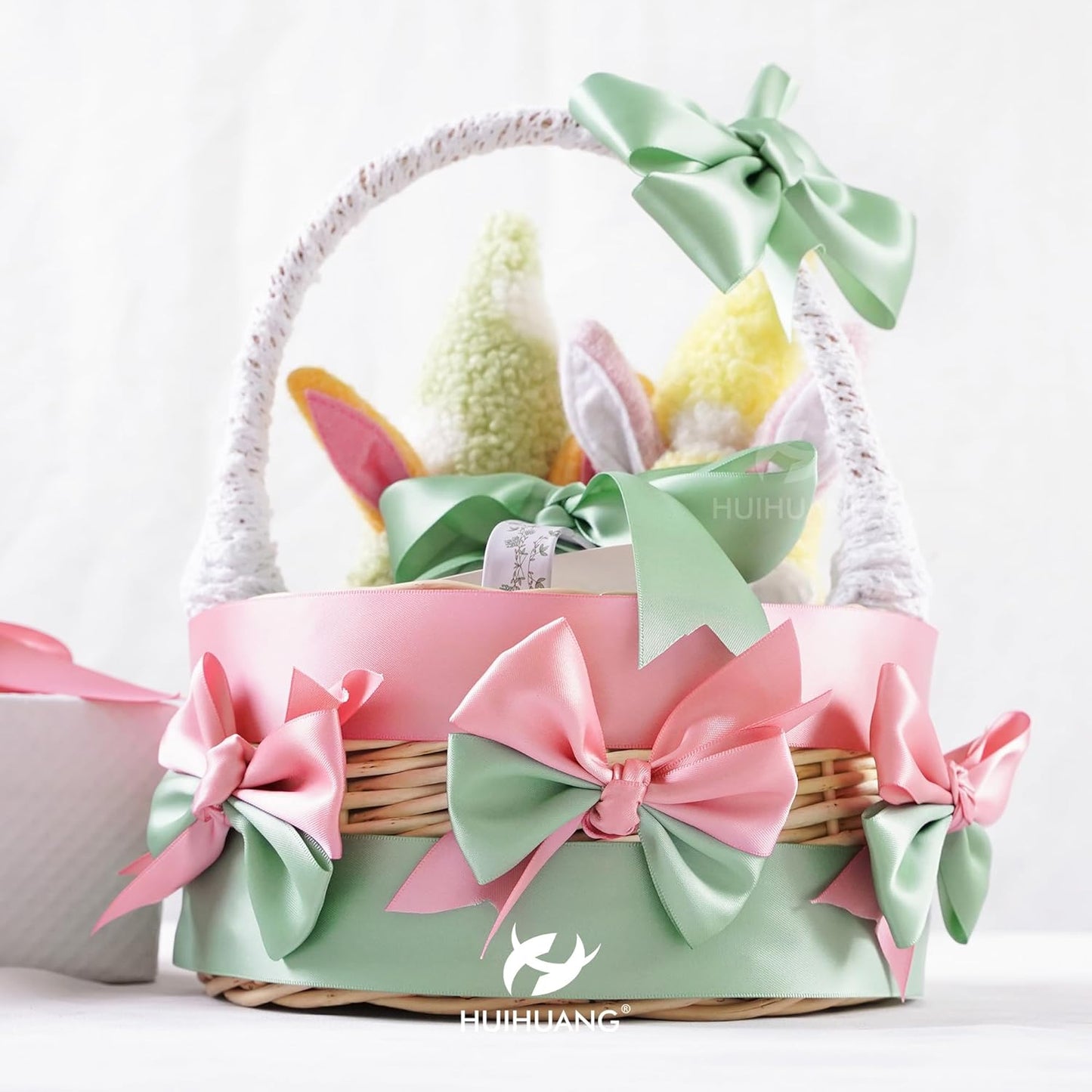 HUIHUANG 1-1/2 inch Double Face Satin Ribbon, Polyester Satin Sage Green Ribbon 50 Yards/Roll for Gift Wrapping Bows Making Floral Bouquet Wedding Invitation Decor Party Favor and Craft Supplies