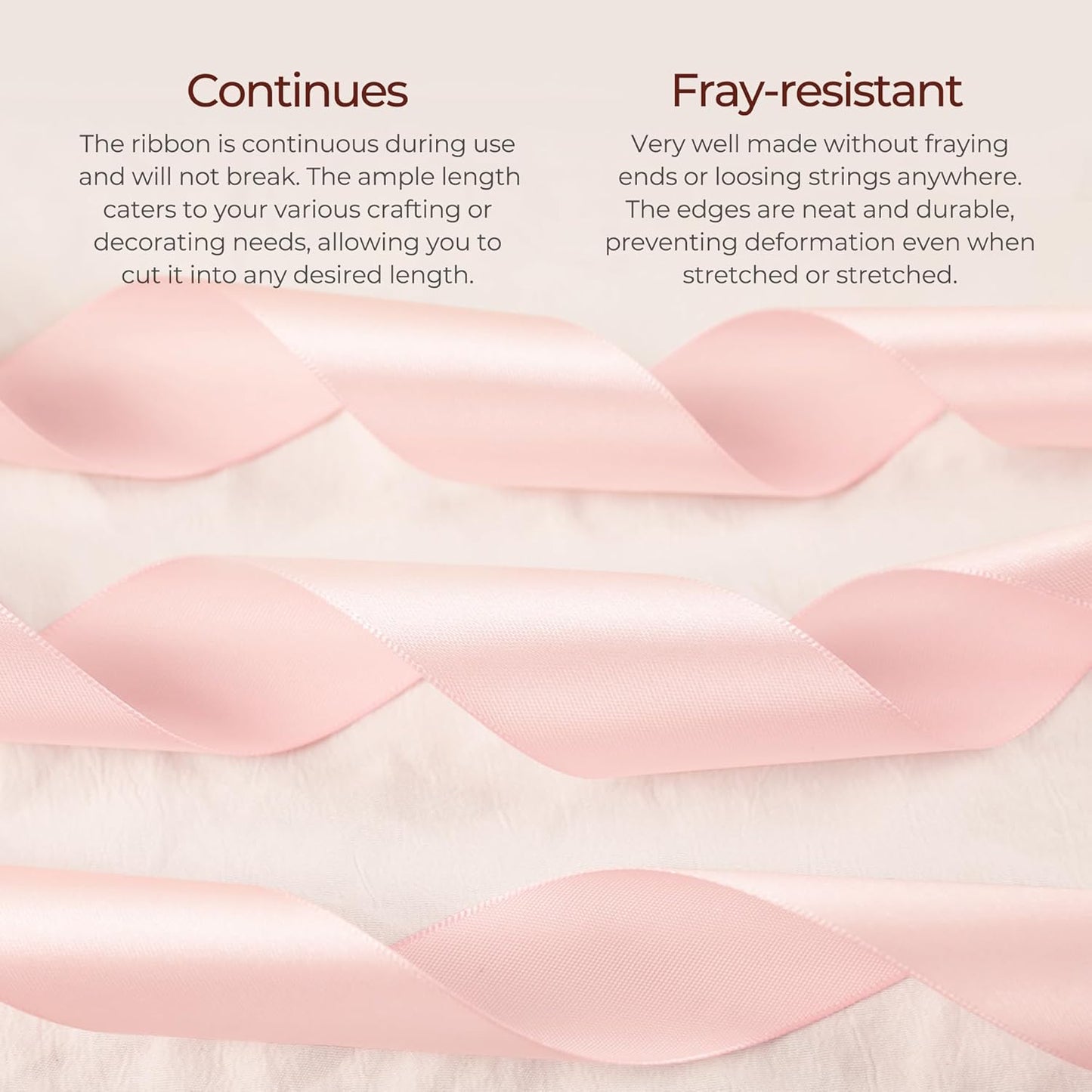 Baby Pink Satin Ribbon 3/8 inch X Continuous 50 Yards, Single Face Polyester Ribbon Perfect for Gift Wrapping, Flower Bouquet, Wedding Decor, Crafts, Bow Making, Sewing and More