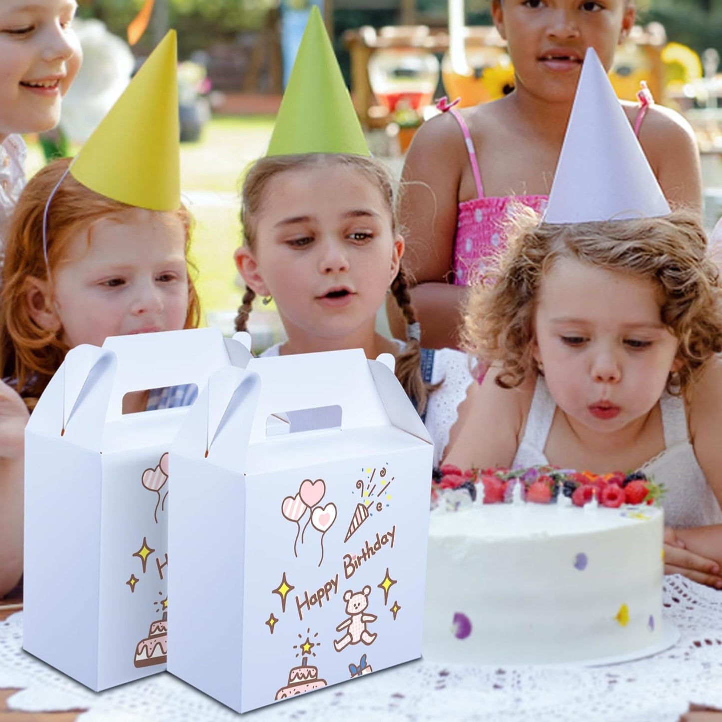 XAGLVV 24pcs White Gable Party Favor Boxes, 7 x 3.5 x 6.6 Inches, Kid Party Favors, Goodie Boxes for Kids Birthday, Wedding, Classroom Activity, Baby Shower, and More