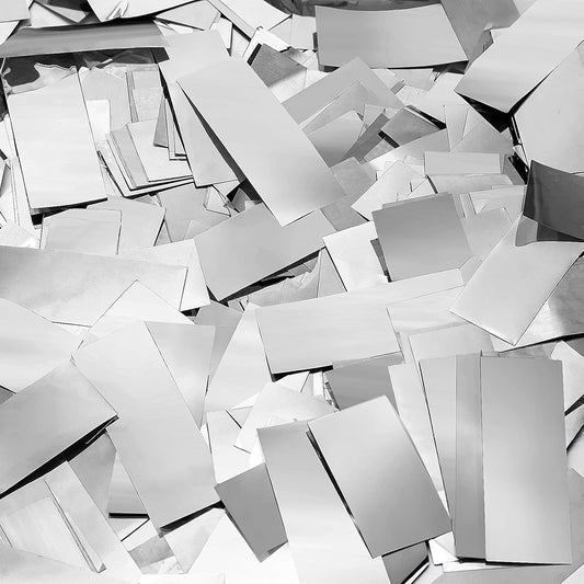 Sumind 200 Grams Gold Silver Large Metallic Confetti Rose Glitter Throwable Table Scatter Foil Confetti for Christmas Birthday Party Baby Shower Graduation Wedding Celebrations(Silver)