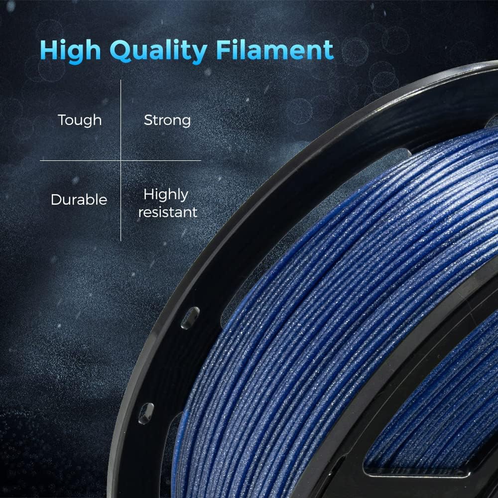 FLASHFORGE 3D Printer Filament, PLA Galaxy Filament 1.75mm, 1KG Spool (2.2lbs), Dimensional Accuracy +/- 0.02mm for FDM 3D Printers, Better Tenacity & No Knotting (Blue)
