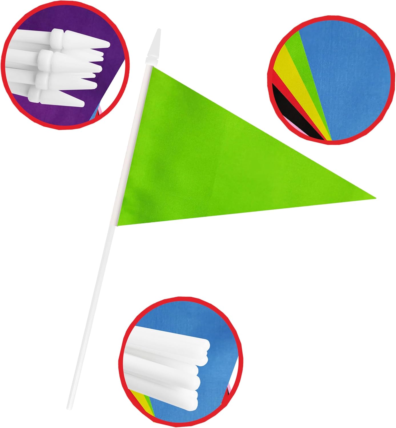 12 Pack Green Pennant Flags Small Mini Hand Held Solid Color Pennant On Sticks Flags with 12.6"Solid Pole & Spear Top,Party Events Celebration,School,Grand Opening,Kids Birthday,Sports Clubs,Flower Pot