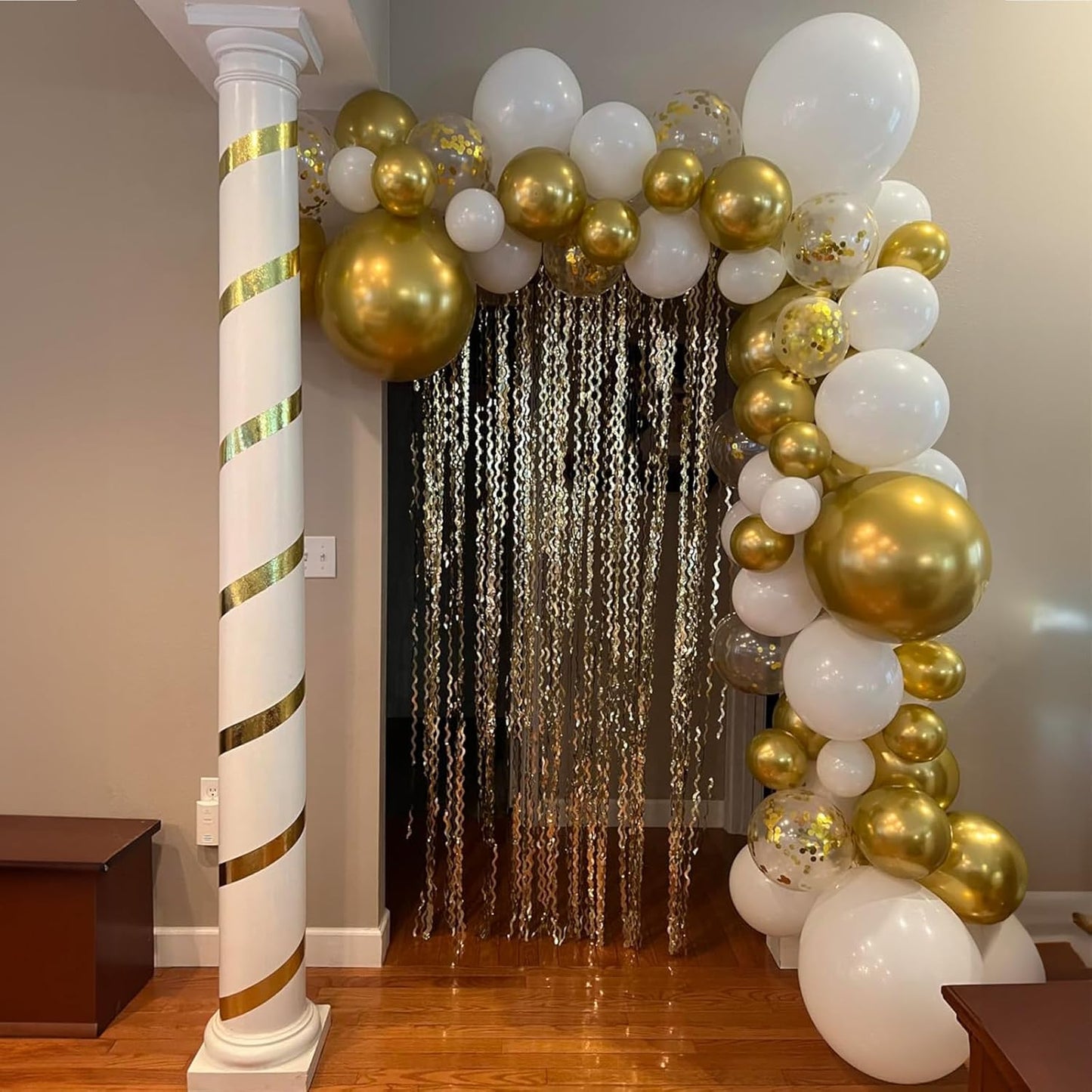 Balloons White and Gold, 60 Packs 12 Inch Metallic Gold Balloons Pearl White Latex Balloon Gold Confetti Balloon for Birthday Parties, Weddings, Anniversaries, Baby Shower Party Decorations