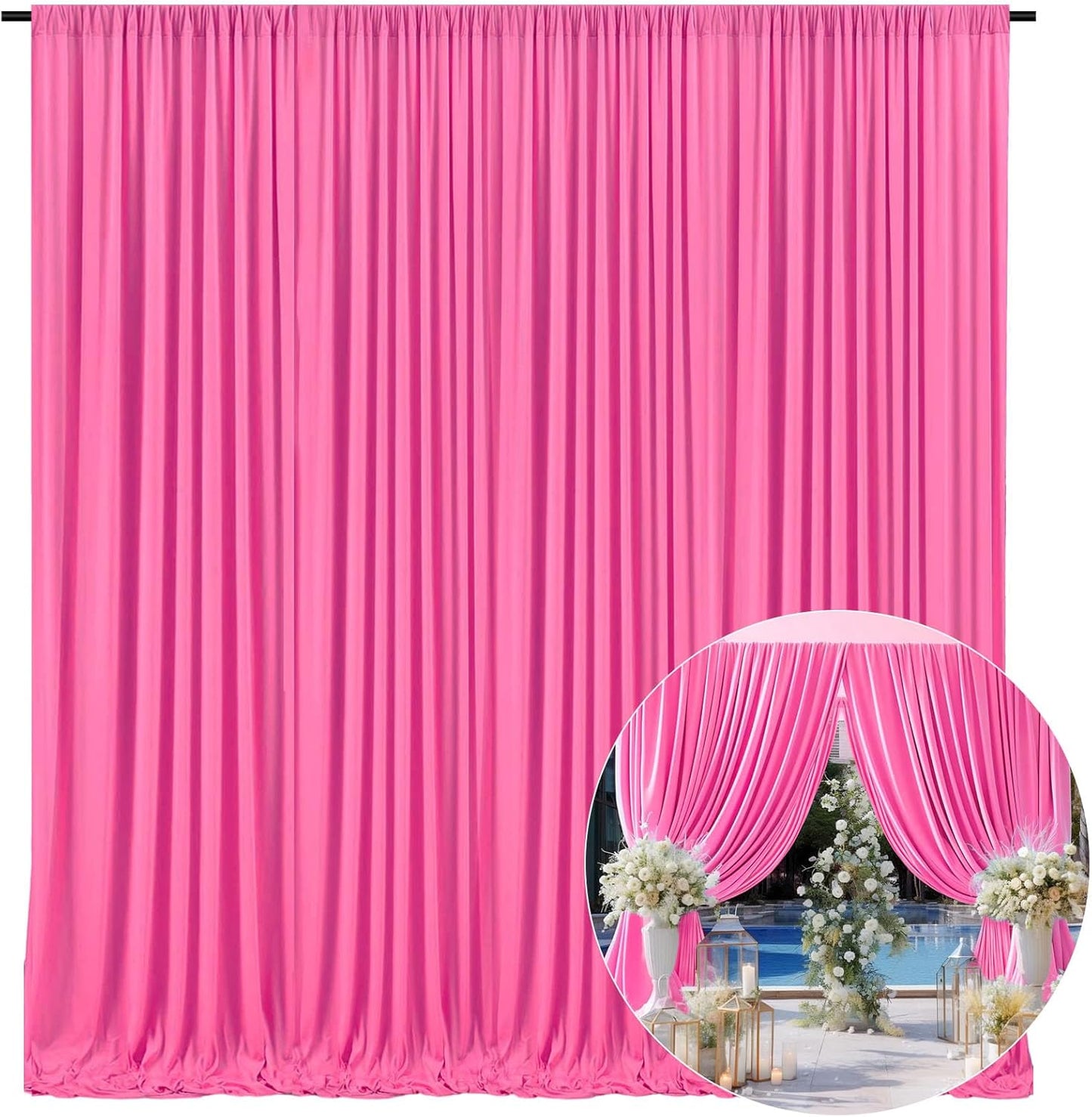 10 x 7 Feet Pink B Backdrop Curtain for Partie, Background Curtains for Photoshoot, Birthday, Wedding, Halloween, Thanksgiving, Christmas Day, New Year Party Decorations 5Ft x 7Ft, 2 Panels