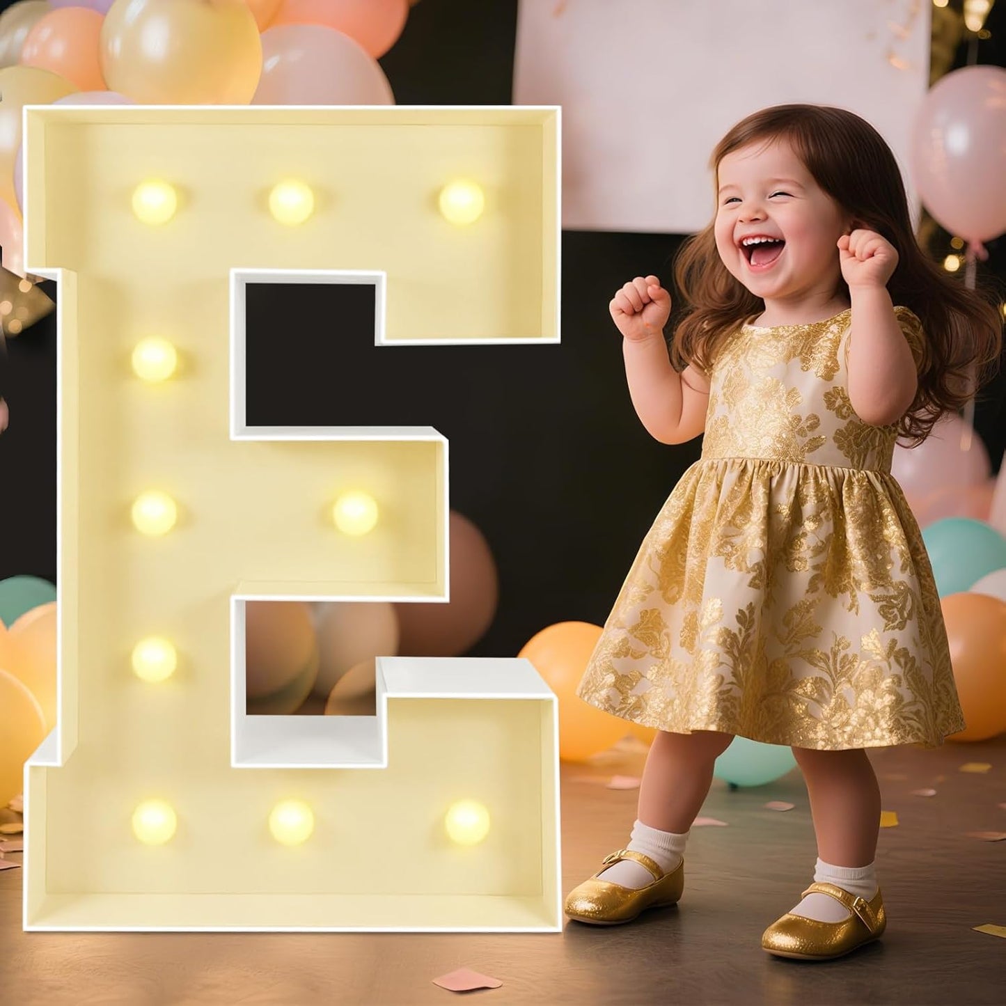 Marquee Light Up Letters: 3FT Large Decorative Signs for Party Decorations Baby Shower Birthday Wedding Engagement Anniversary, 3 Feet Tall Pre-Cut DIY Foamboard Letter E - Easy to Assemble