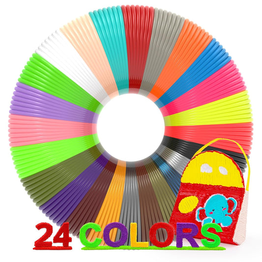 3D Printing Pen Refills PLA Filament 1.75mm 24 Vibrant Colors 240 Feet, Each Color 3 Meters (10 Feet) - 250 Stencils eBooks - Fit for SCRIB3D P1 and MYNT3D Pens