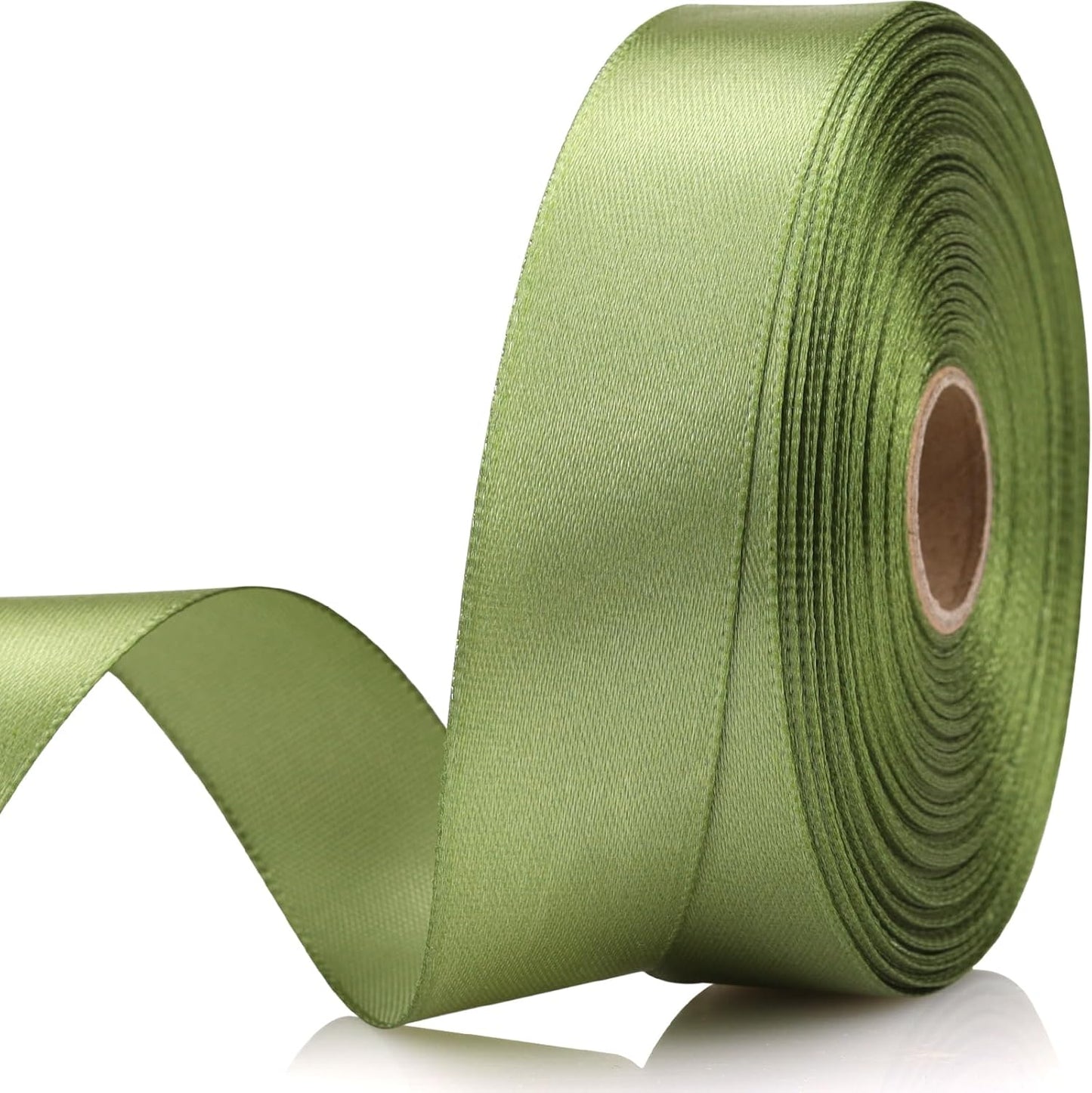 Olive Green Satin Craft Ribbon - 7/8 Inch, 30 Yards - Single Face Polyester for Handmade Roses, Gift Wrapping, Wedding & Party Decoration