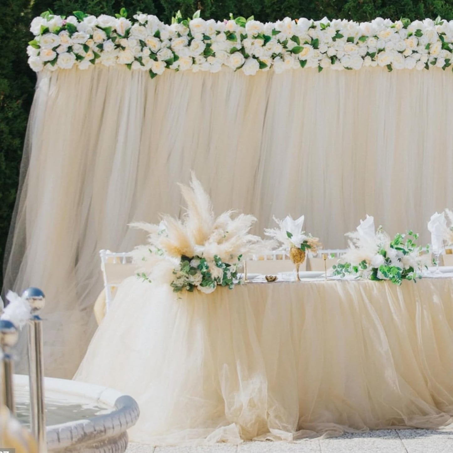 Honey Beige Tulle Fabric Rolls 54 Inch by 40 Yards Tulle Bolt Spool for Wedding Decorations DIY Tutu Baby Shower Table Skirt Ceiling Decor Birthday Party Craft Supplies