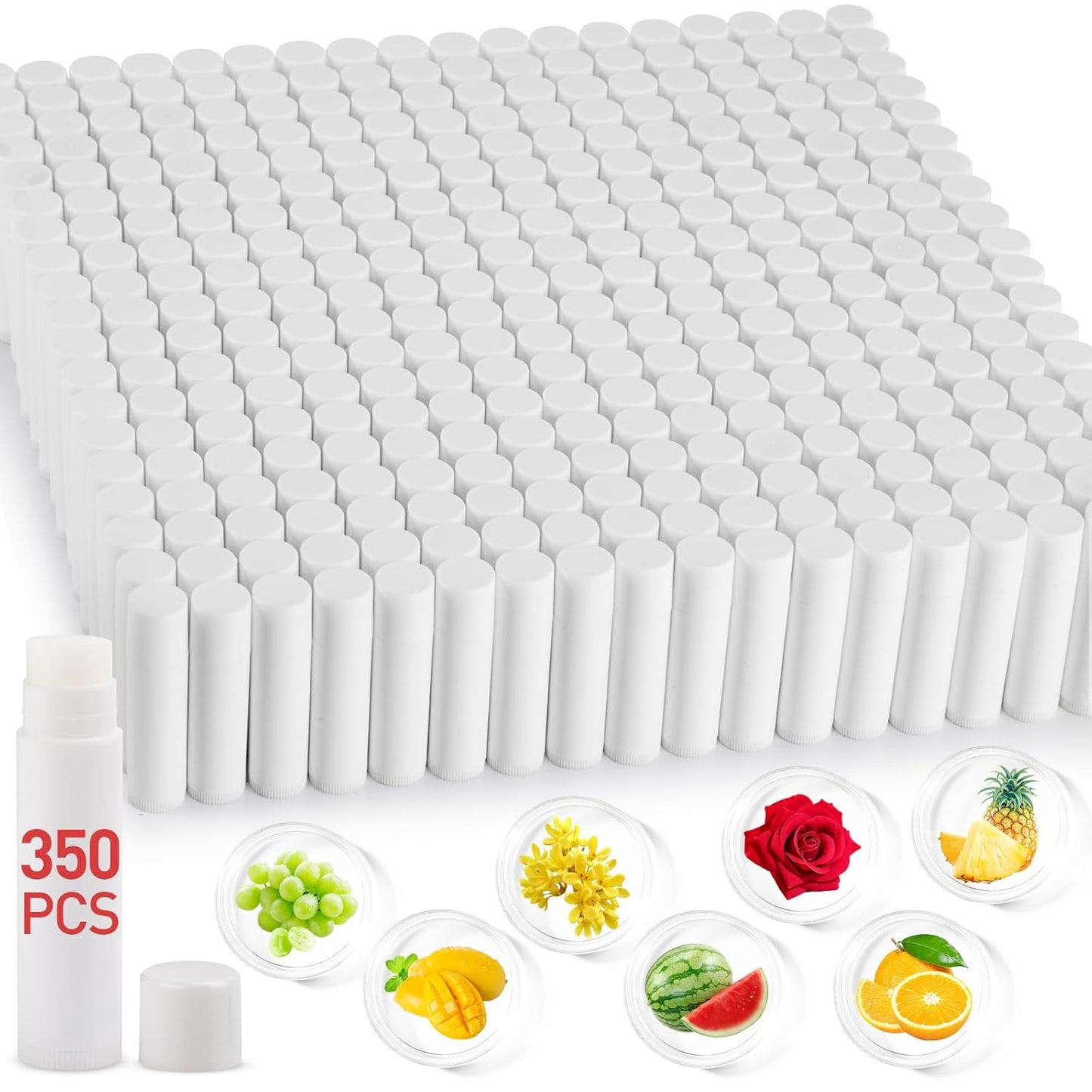 350 Pack Lip Balm Unlabeled, Natural Lip Balm Bulk Blank Tube, Personalized Lip Balms for Party Favors Adults and Bridal Shower Favors or Baby Shower Gifts-7 Flavors