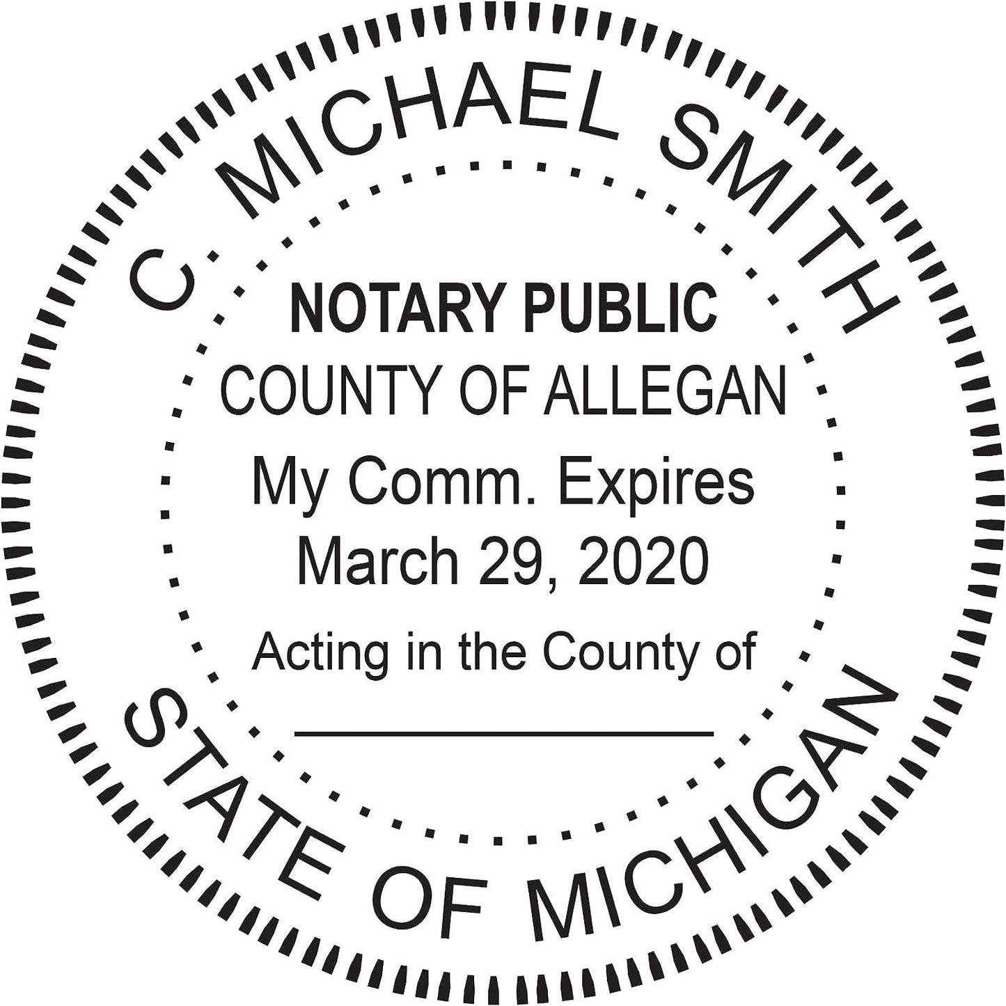 MaxMark Round Notary Pre-Inked Stamp for State of Michigan